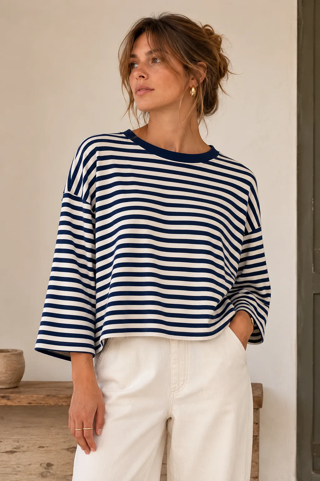 KAIT BLOUSE Marine/écru