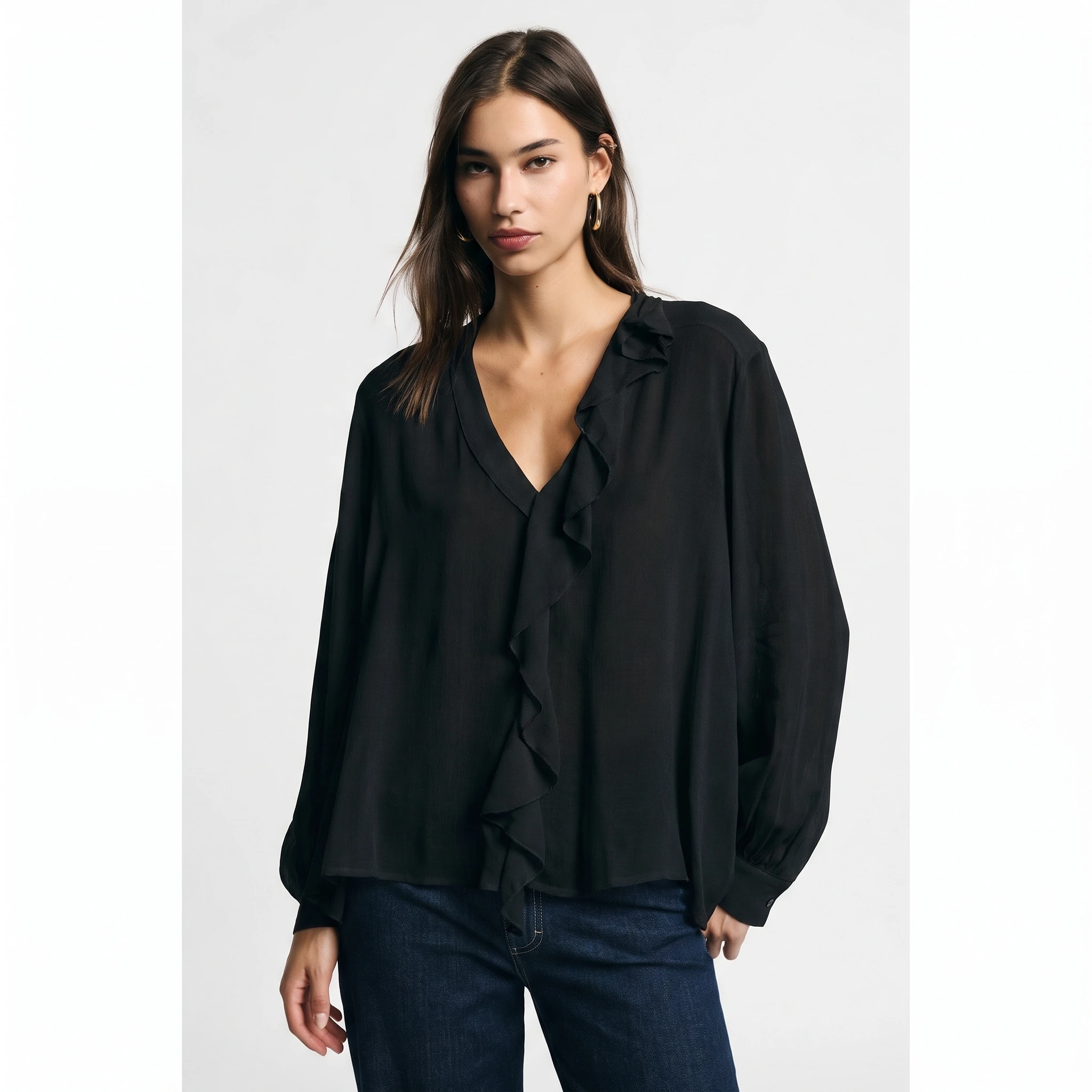 VOLANT NOIR BLOUSE Noir