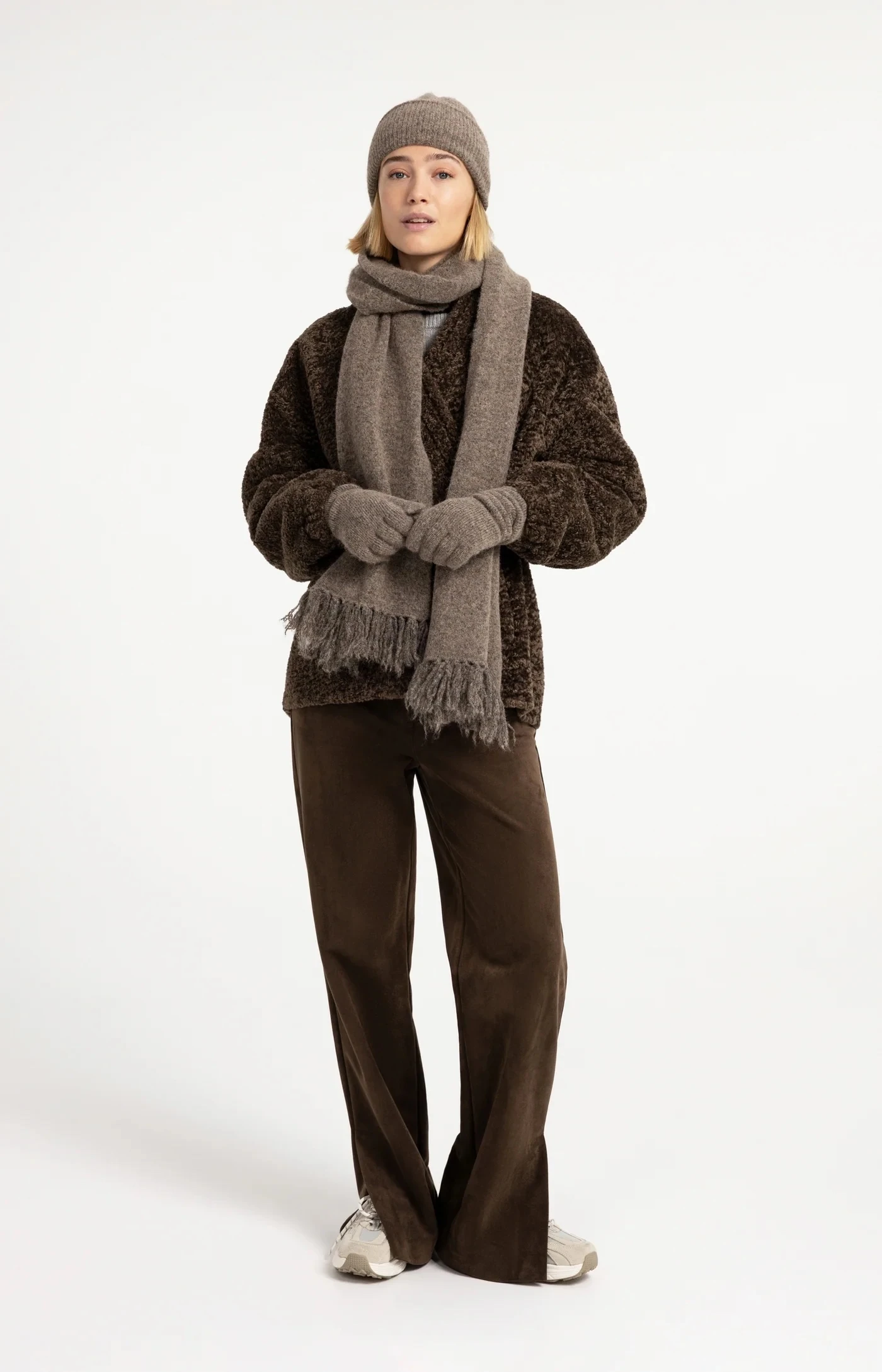 GANTS LONGS EN MAILLE Taupe